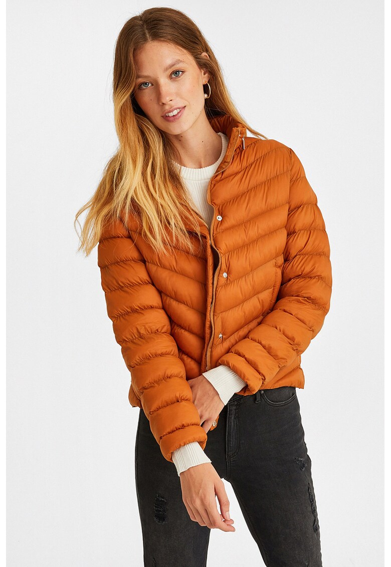 Geaca matlasata cu gluga - Portocaliu stins