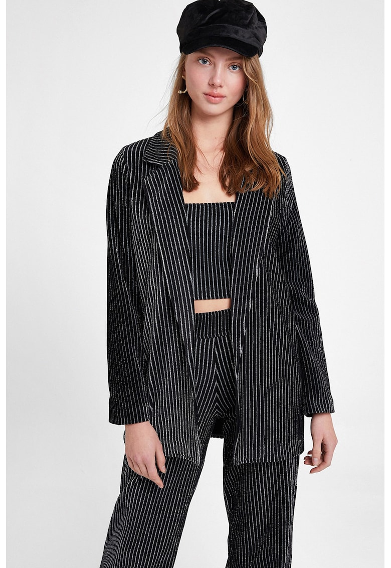 Jacheta cu dungi cu aspect metalizat