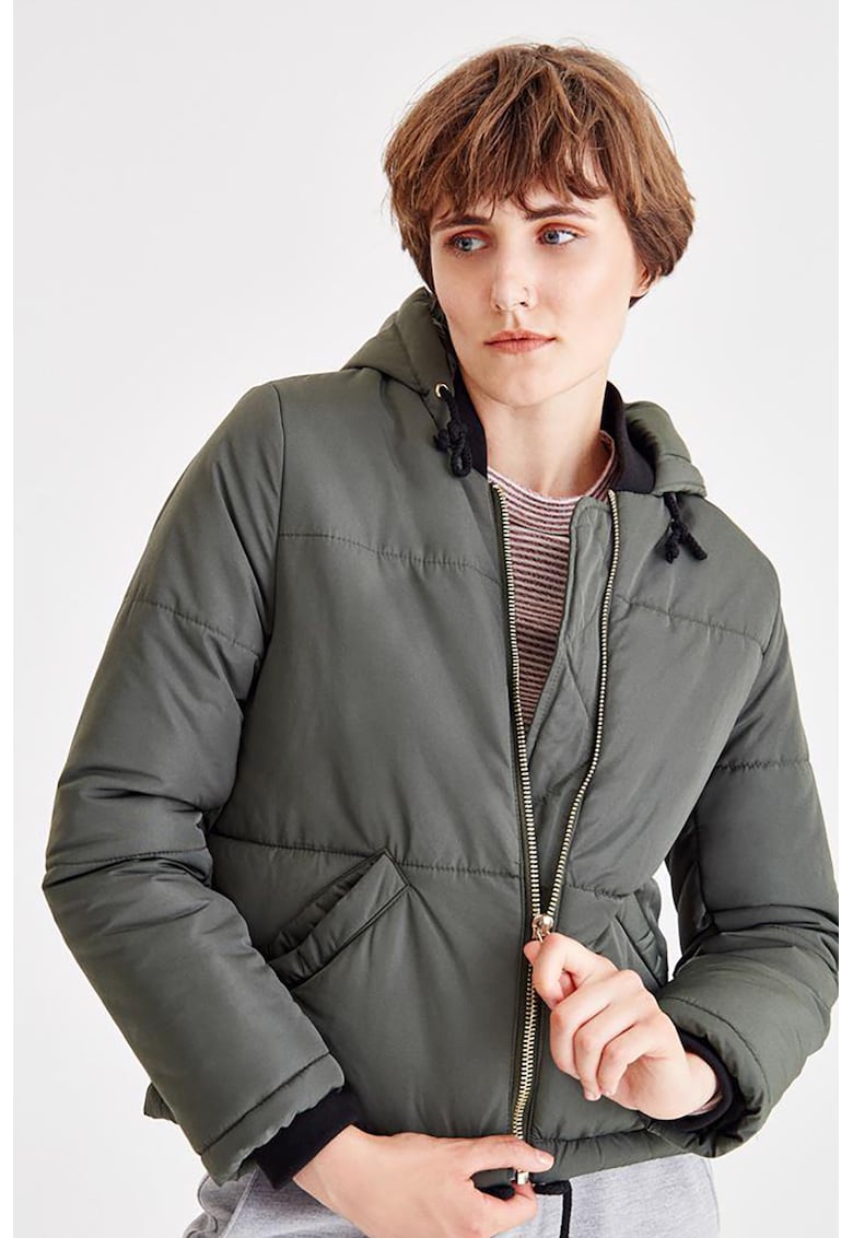 Geaca cu fermoar si buzunare - Verde feriga