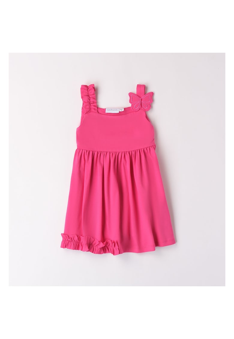 Rochie cu aplicatie fluturas si volane pentru fete - 0.8348 - Roz