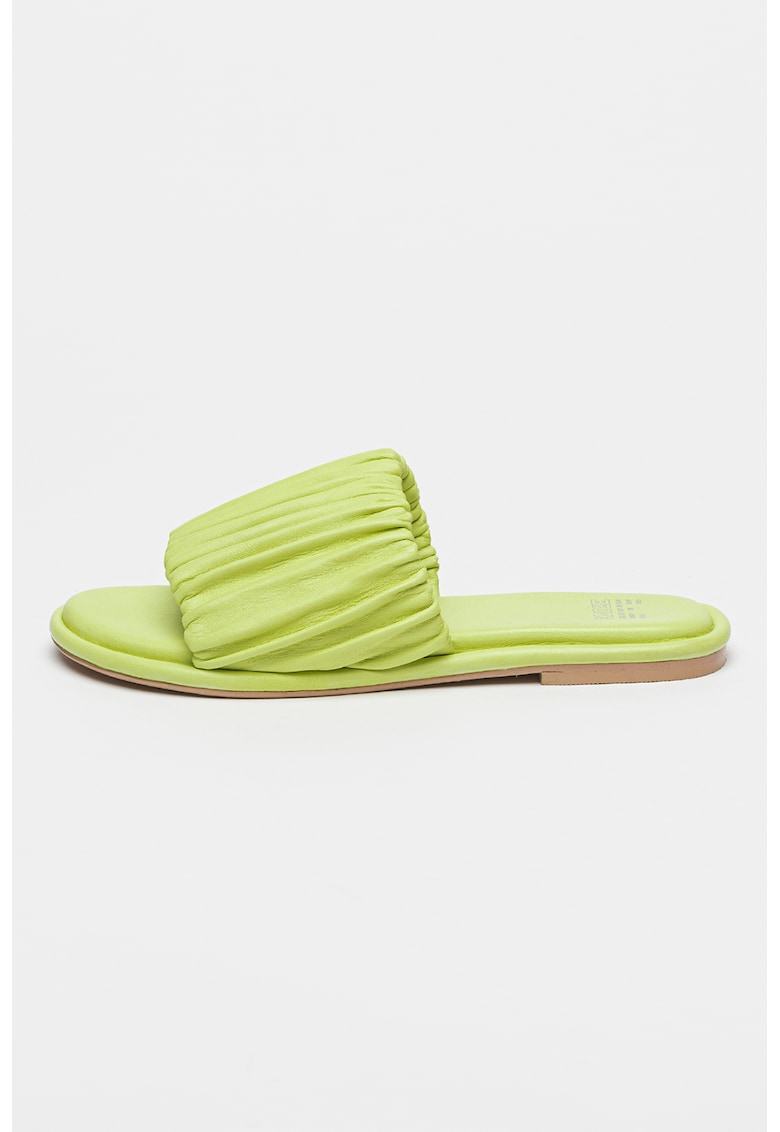 Papuci de piele cu volane Delan-Y - Verde lime