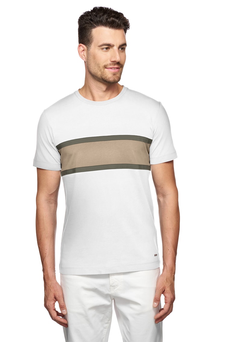 Tricou de bumbac cu decolteu la baza gatului