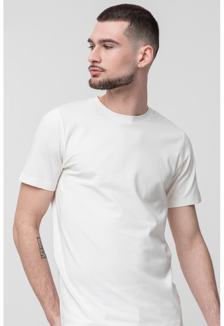 Tricou uni cu decolteu la baza gatului - Alb optic
