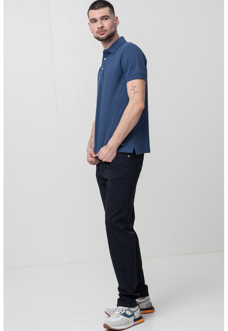 Tricou polo din bumbac - Albastru prafuit