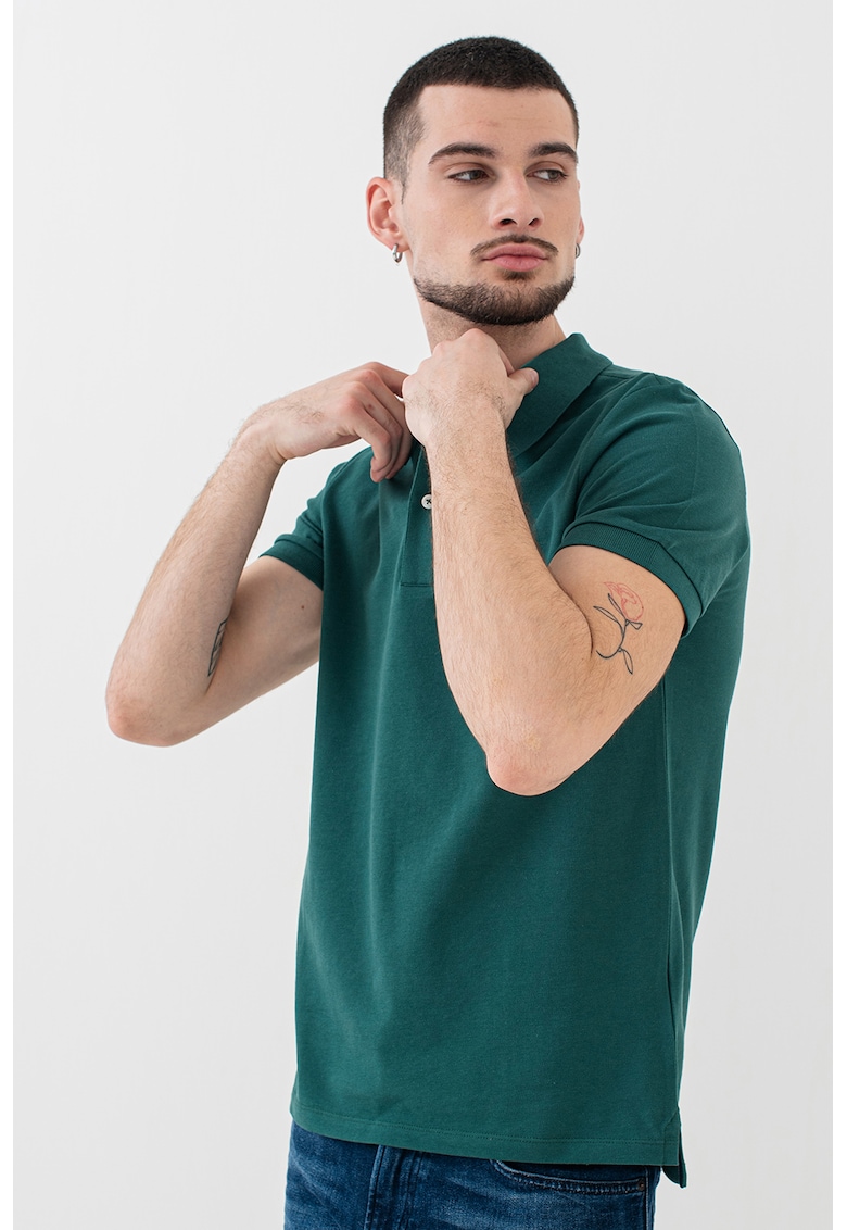 Tricou polo cu model uni - Verde englez