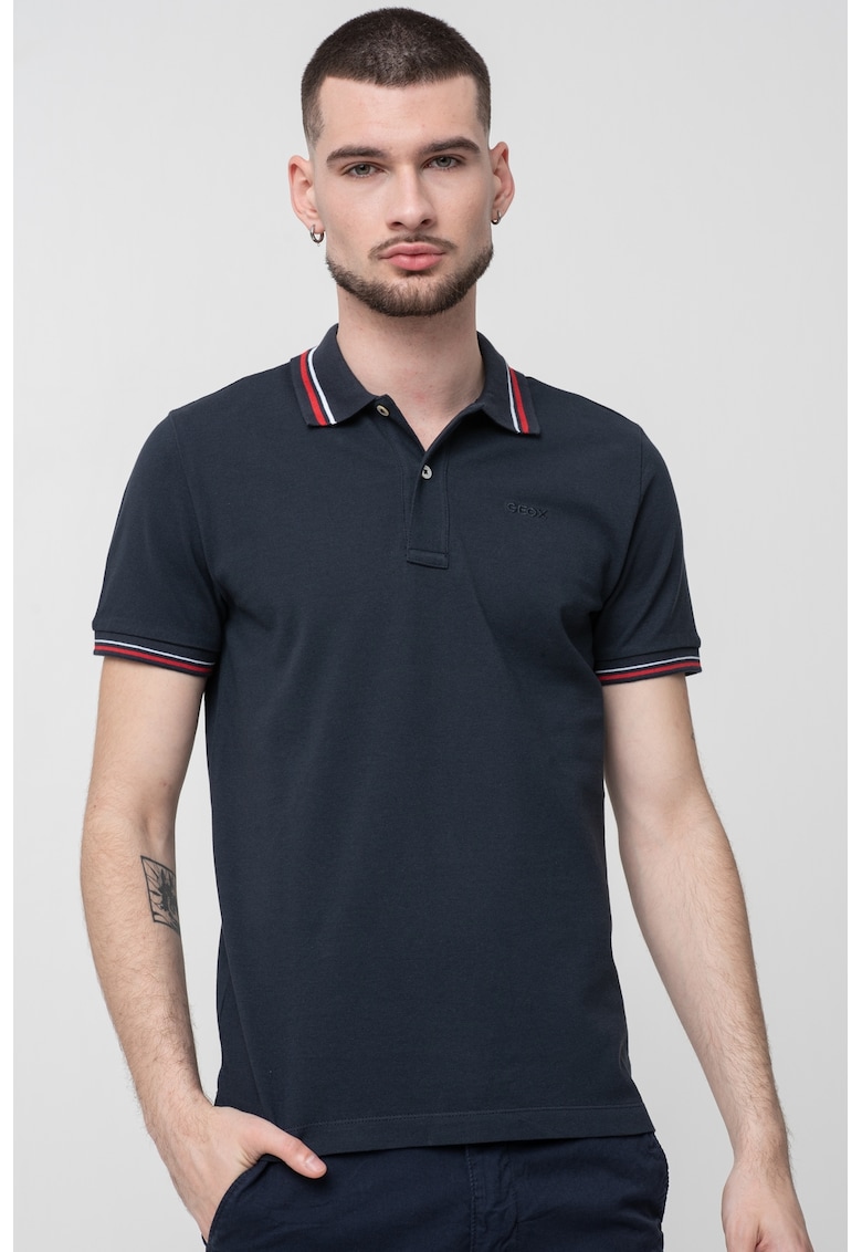 Tricou polo din bumbac cu model uni