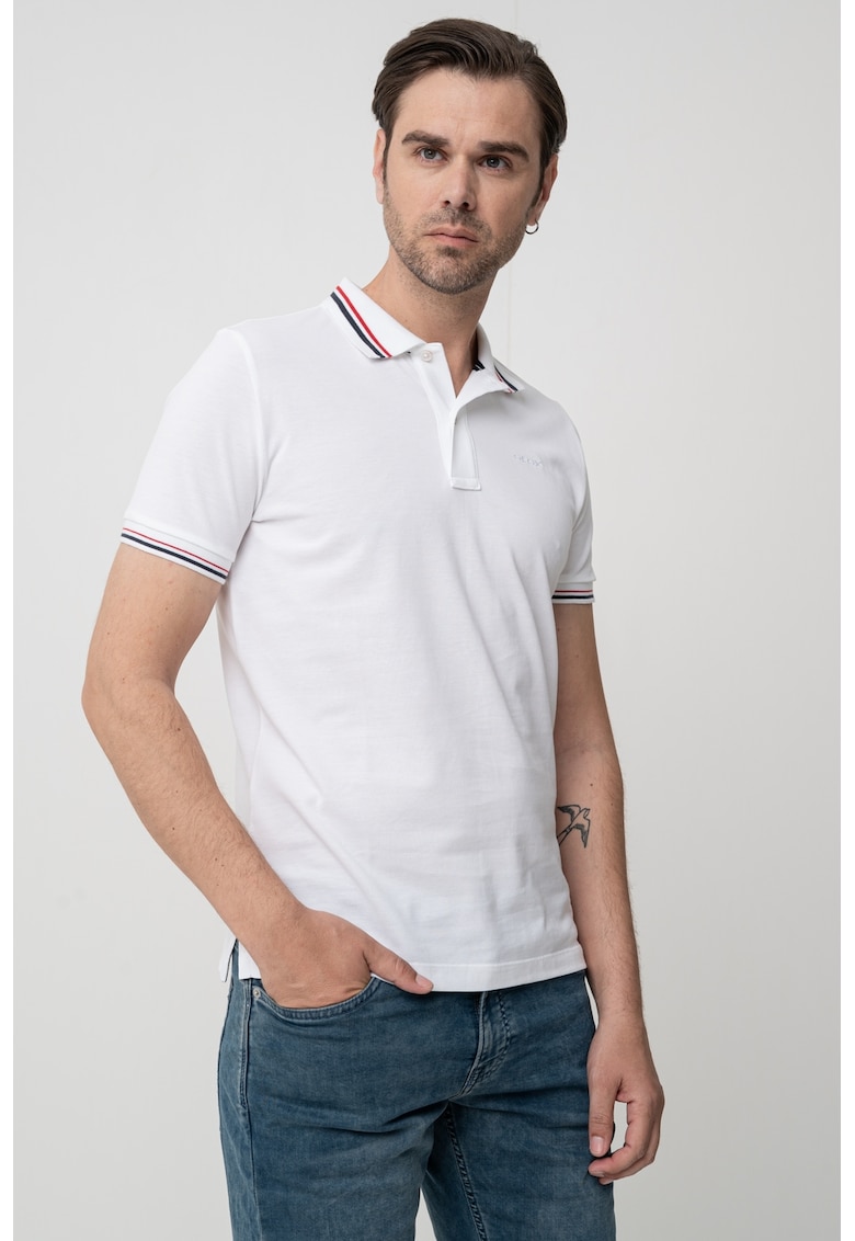 Tricou polo din bumbac cu model uni