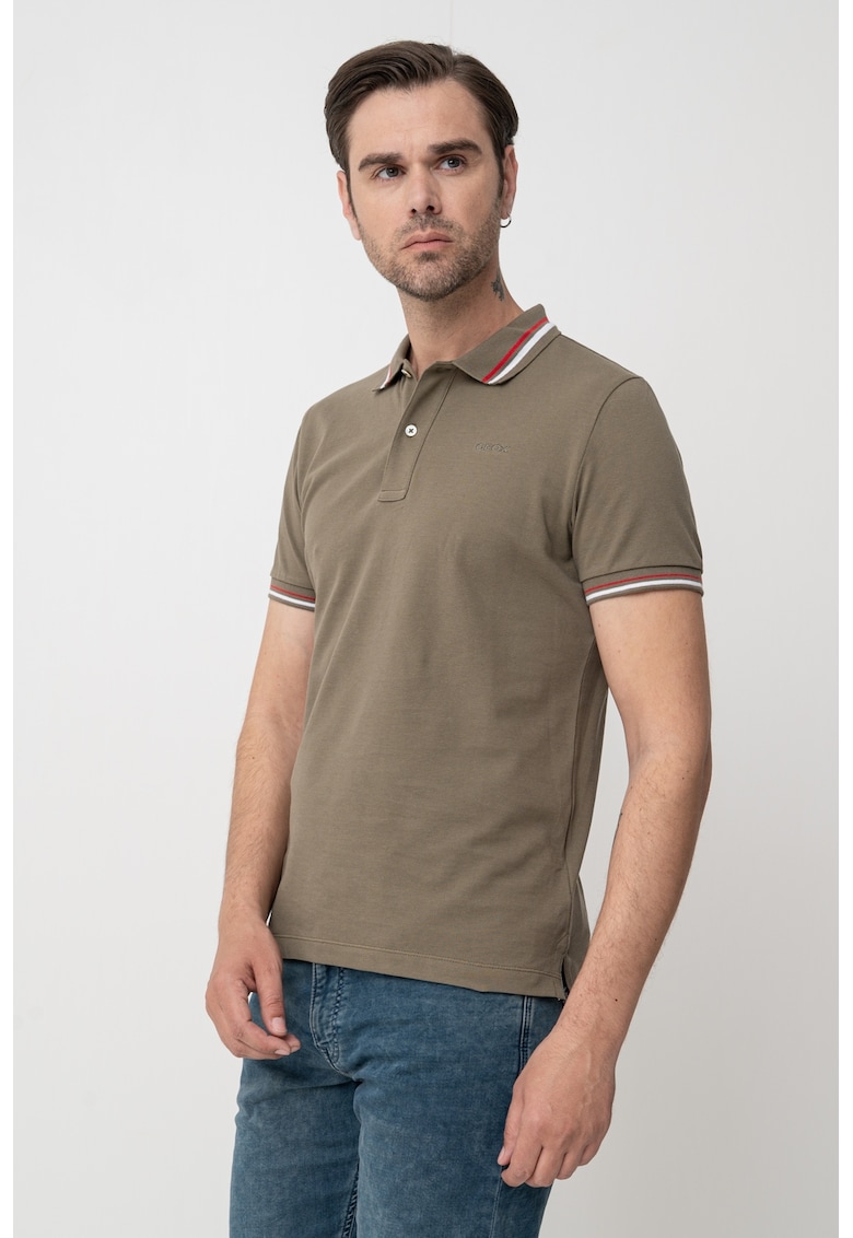 Tricou polo din bumbac cu model uni