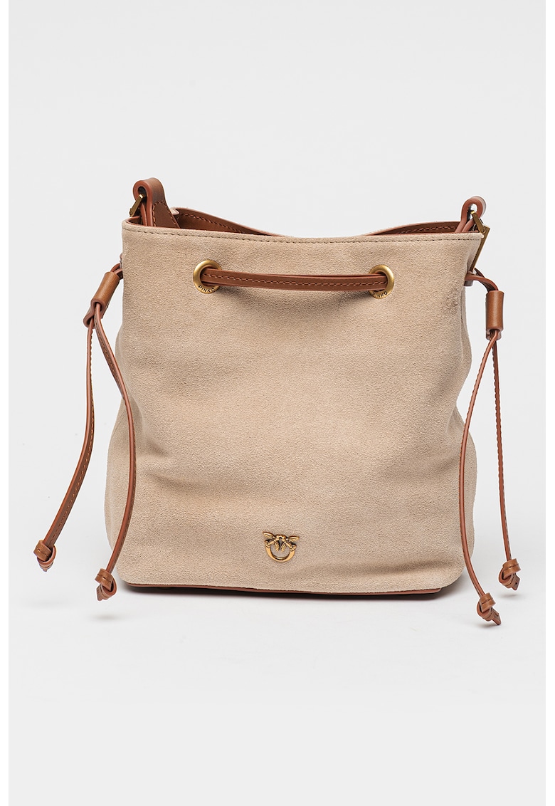 Geanta bucket de piele intoarsa si piele Secchiello