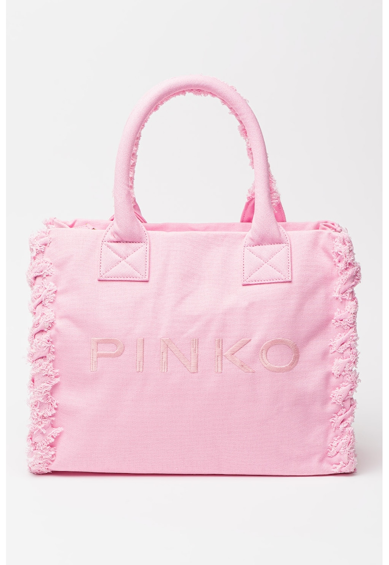 Geanta shopper cu logo si franjuri