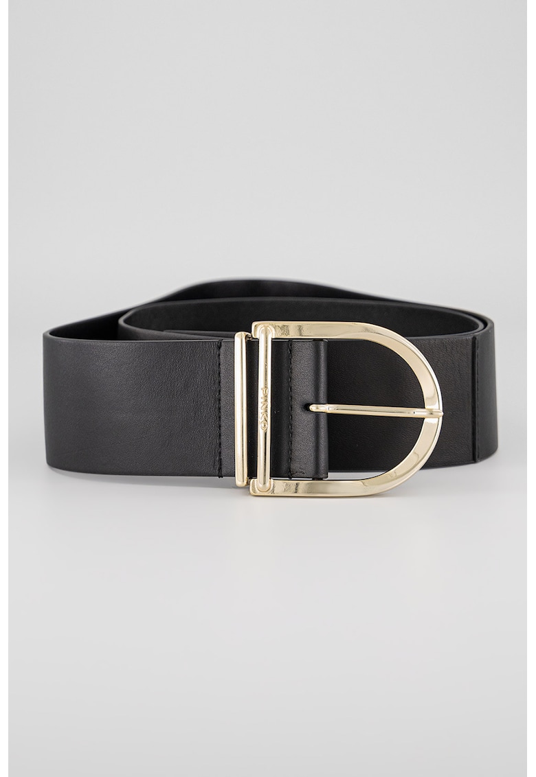 Curea lata de piele cu inel D - Negru
