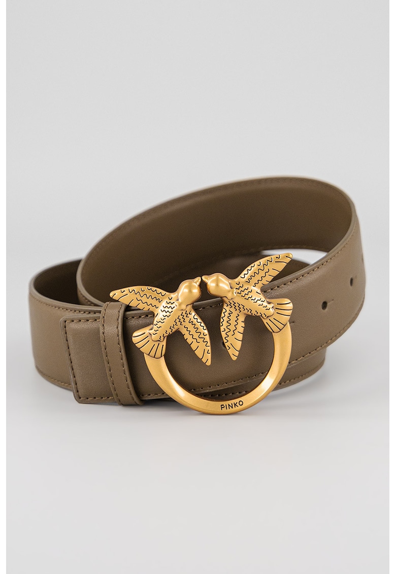 Curea de piele cu catarama metalica Love Birds