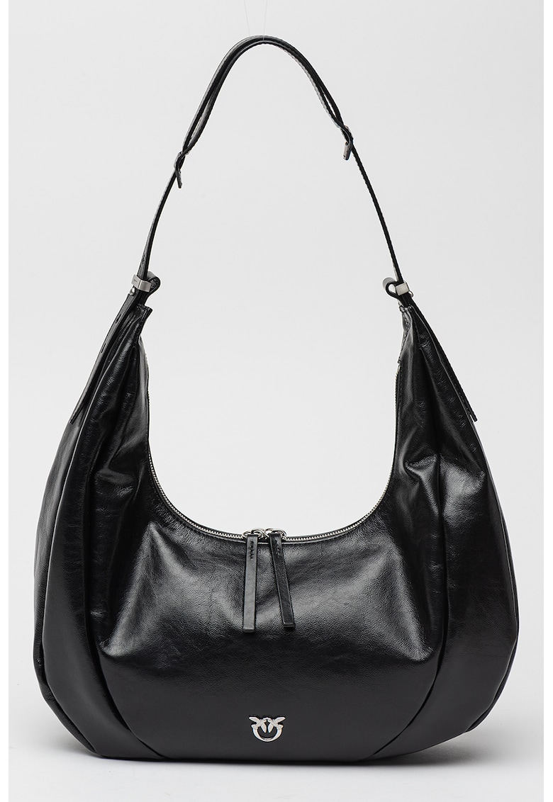 Geanta hobo de piele cu logo Geanta hobo de piele cu logo