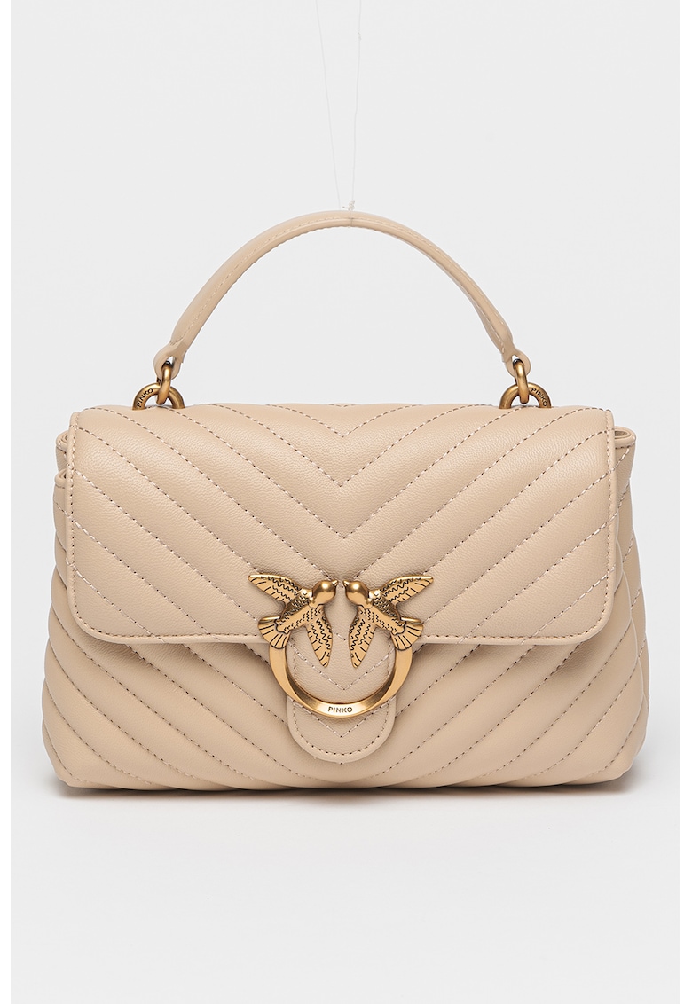 Geanta crossbody de piele Love Lady Puff - Bej deschis