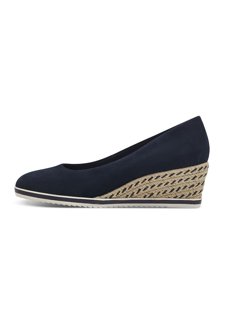 Tamaris Pantofi wedge de piele intoarsa - Bej/Bleumarin
