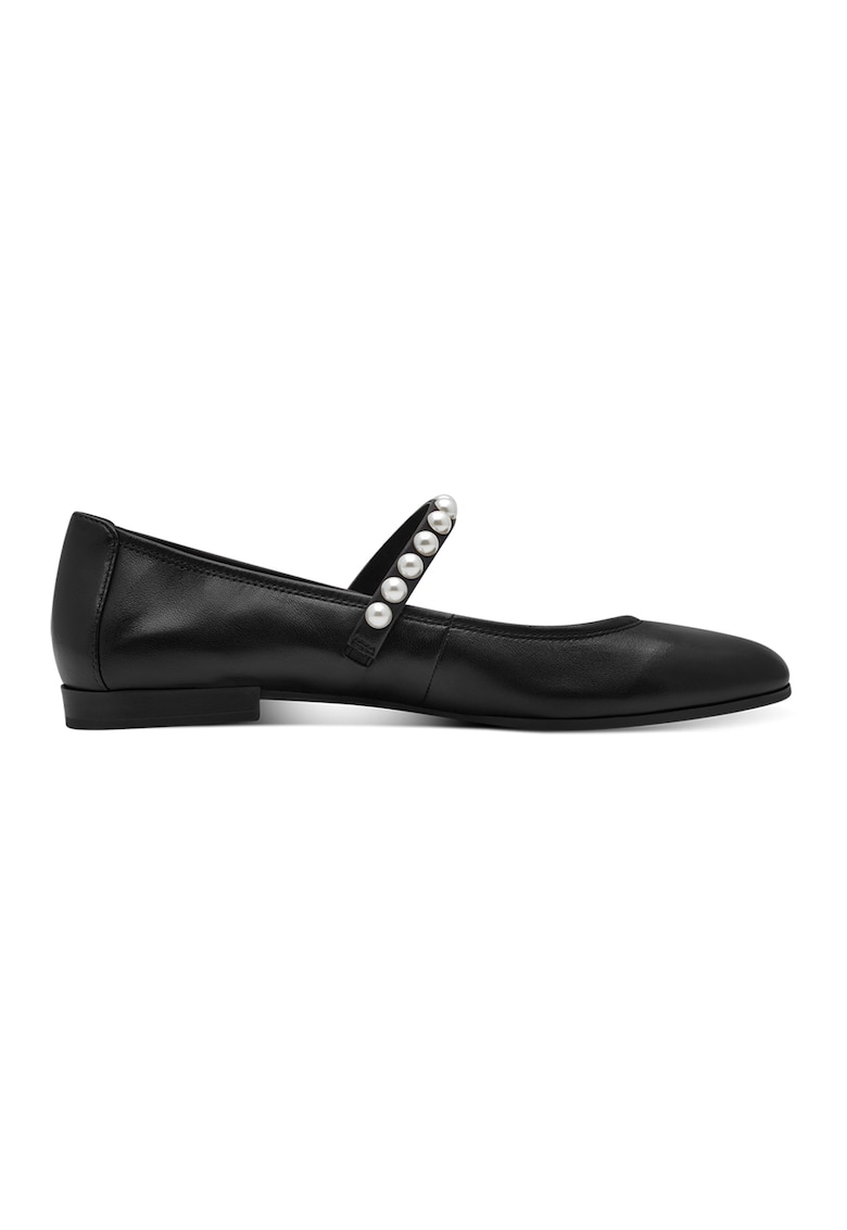 Balerini de piele - Negru/Alb optic