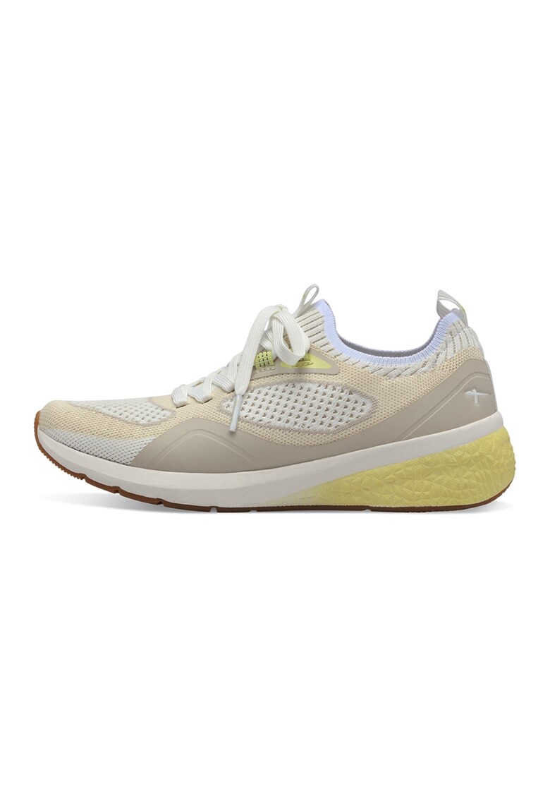 Pantofi sport de piele ecologica si material textil - Bej/Bej deschis