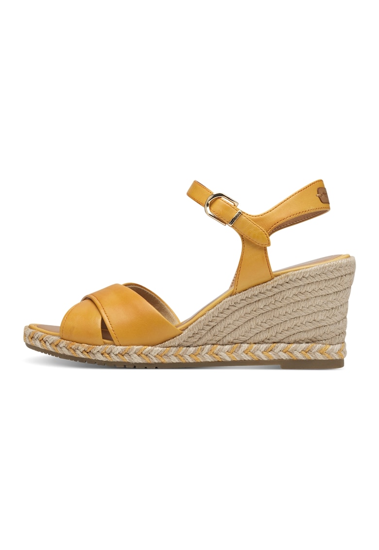 Sandale-espadrile wedge de piele