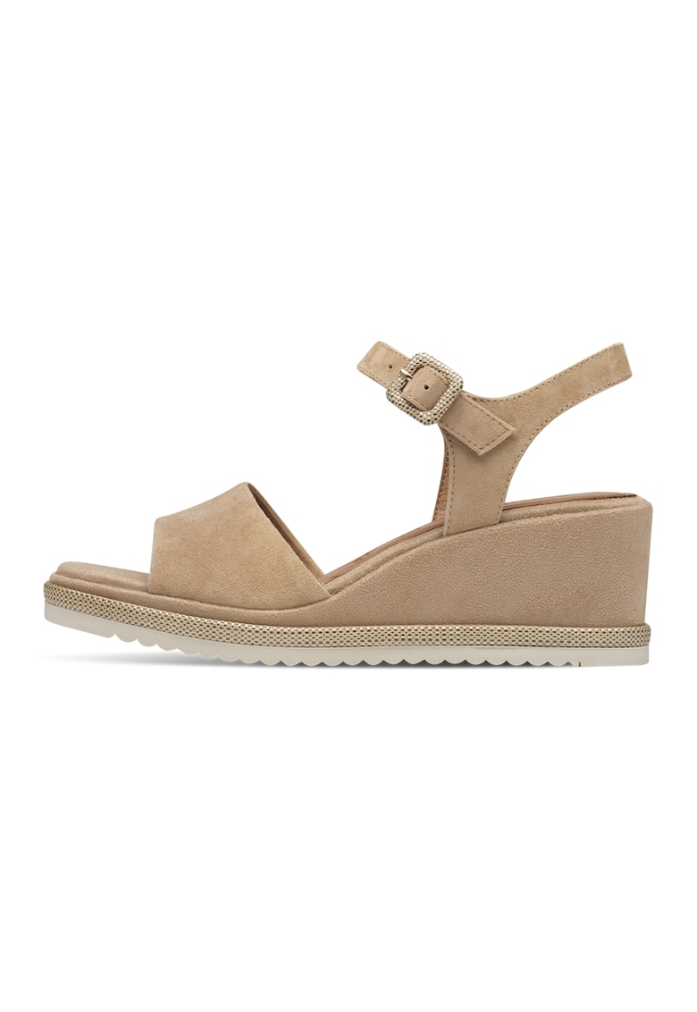 Sandale wedge de piele intoarsa