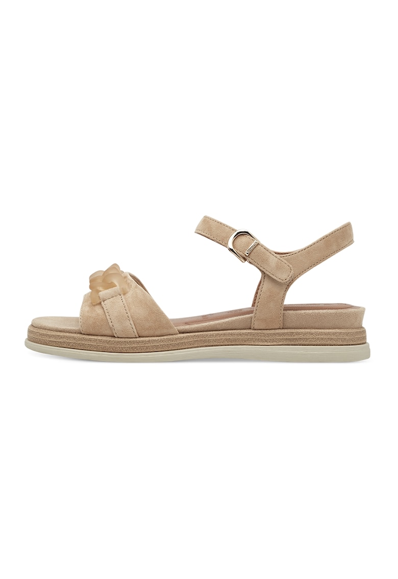 Sandale wedge de piele intoarsa