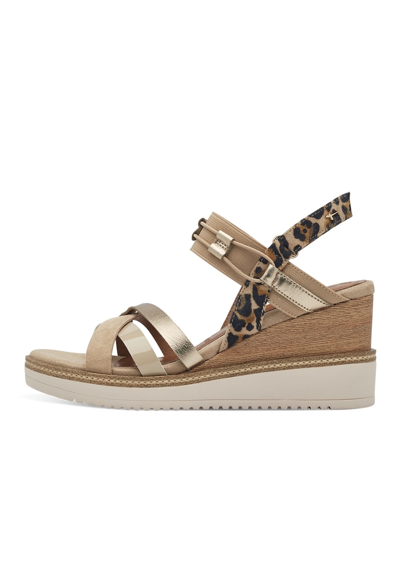Sandale wedge de piele