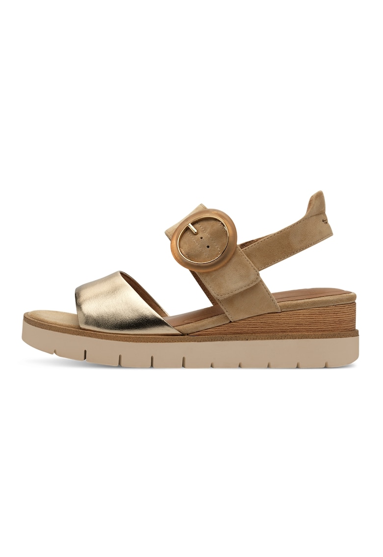 Sandale din piele intoarsa cu talpa wedge