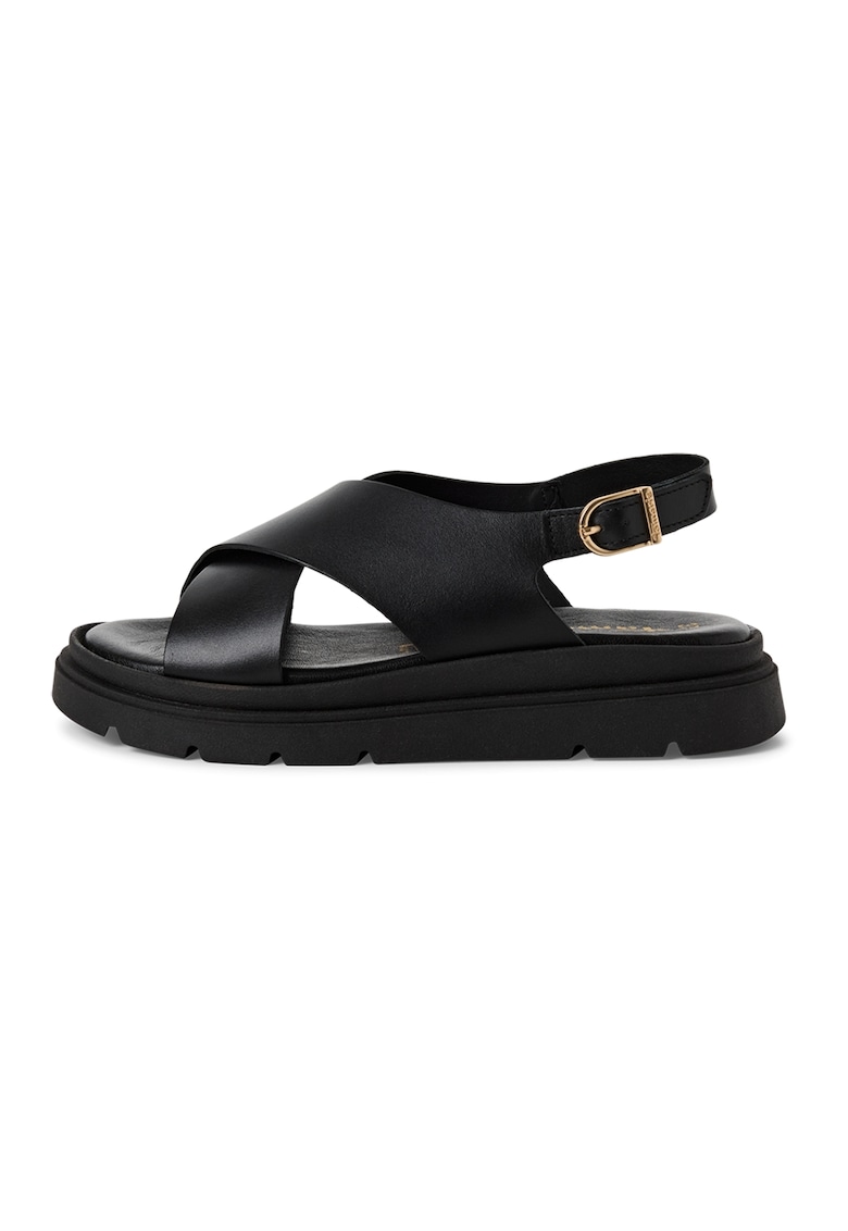 Sandale wedge de piele - Negru