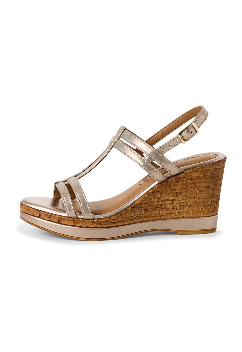 Sandale wedge cu barete - Auriu