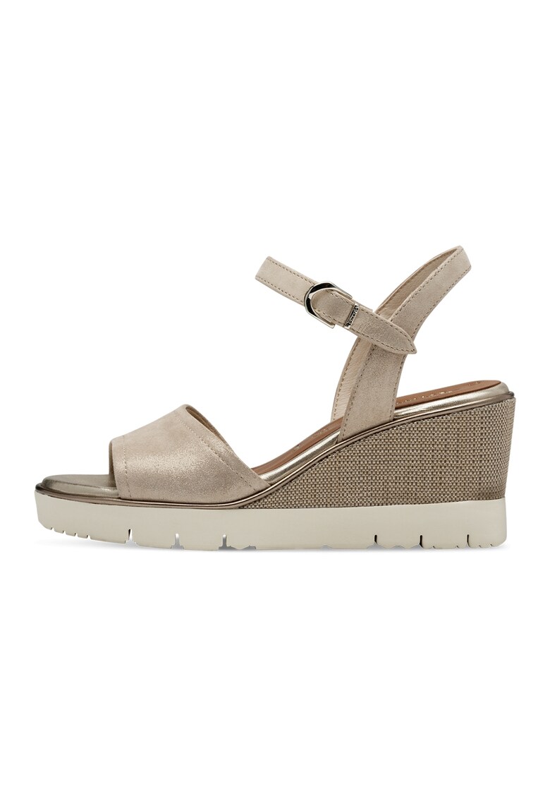 Sandale wedge de piele - Auriu