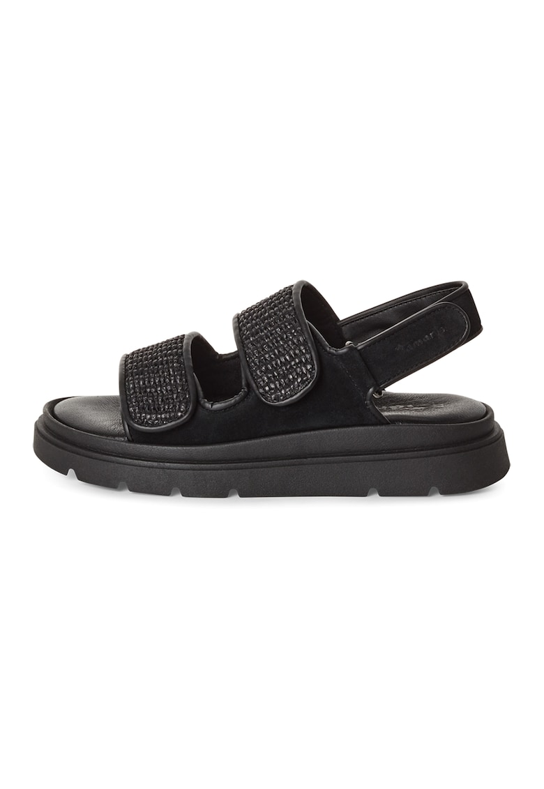 Sandale flatform cu garnituri de piele