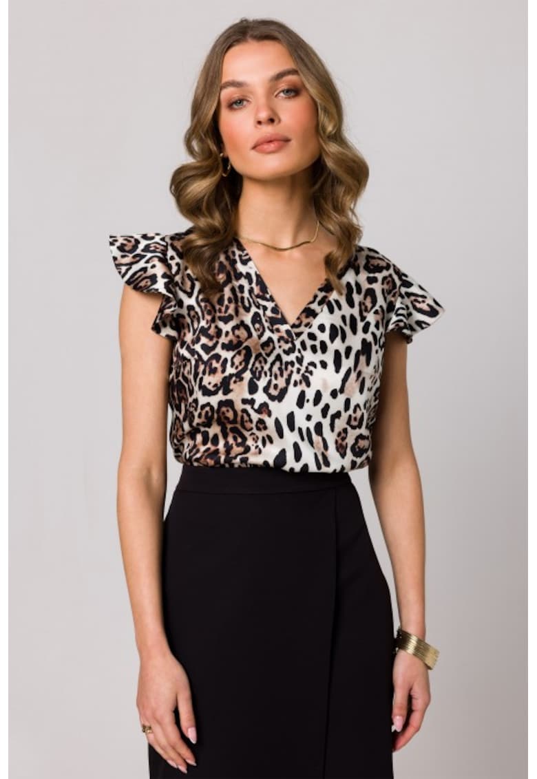 Bluza eleganta cu decolteu in V si volan -