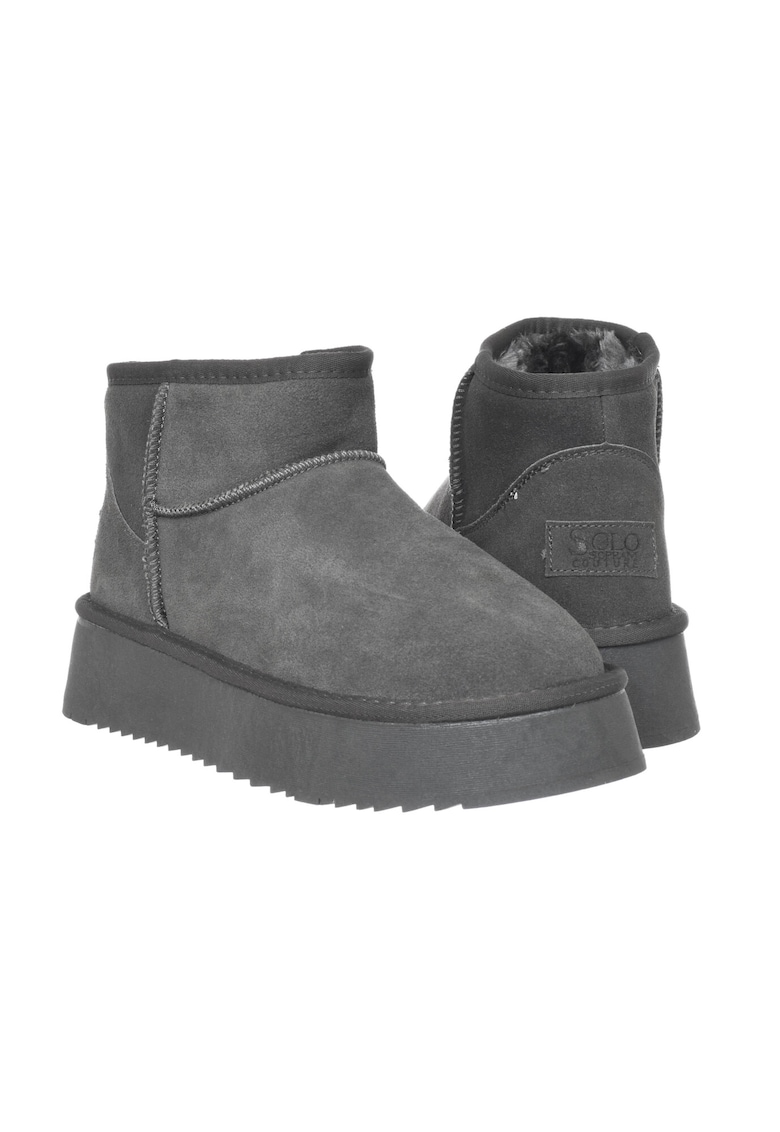 Pantofi dama HUGH Platform piele naturala Gri - Gri