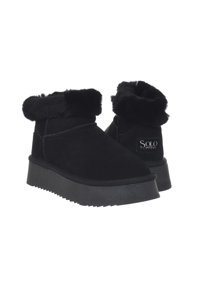 Pantofi dama HUGH Platform piele naturala Negru - Negru