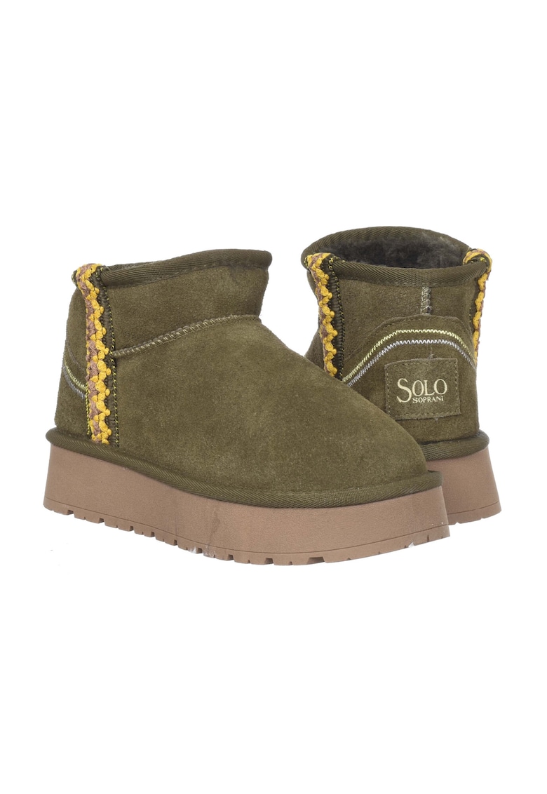 Pantofi de dama Hota Seude piele naturala Verde - Maro/Kaki