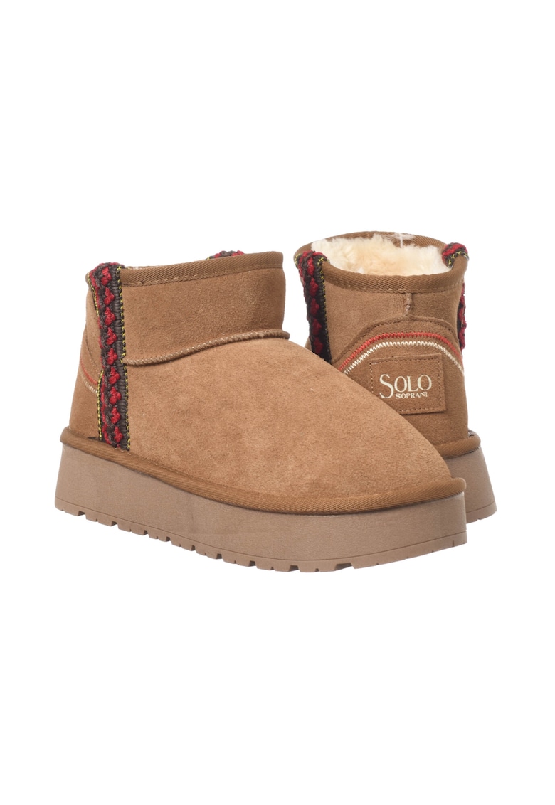 Soprani Couture Pantofi de dama HOTA Seude Triming piele cu rosu - Maro