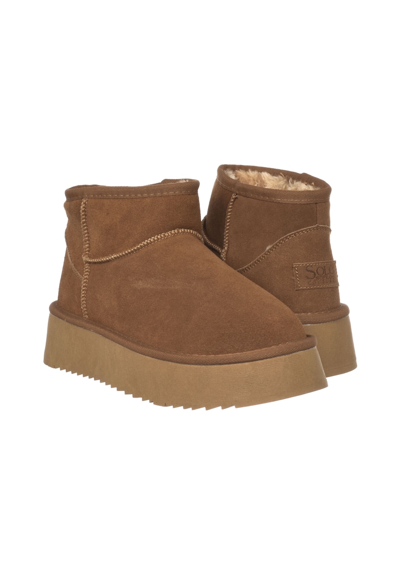 Pantofi dama HUGH Platform Camel Maro - Maro