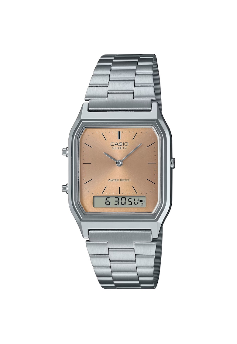 Ceas  unisex - Portocaliu/Argintiu - Quartz - Rezistent la apa 3 ATM