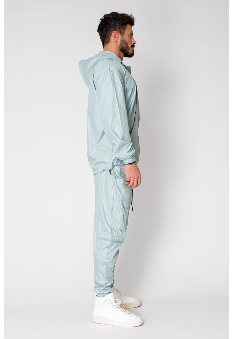 Set Windbreaker Jacheta cu fermoar si pantalon lung din fas Light Olive 15023