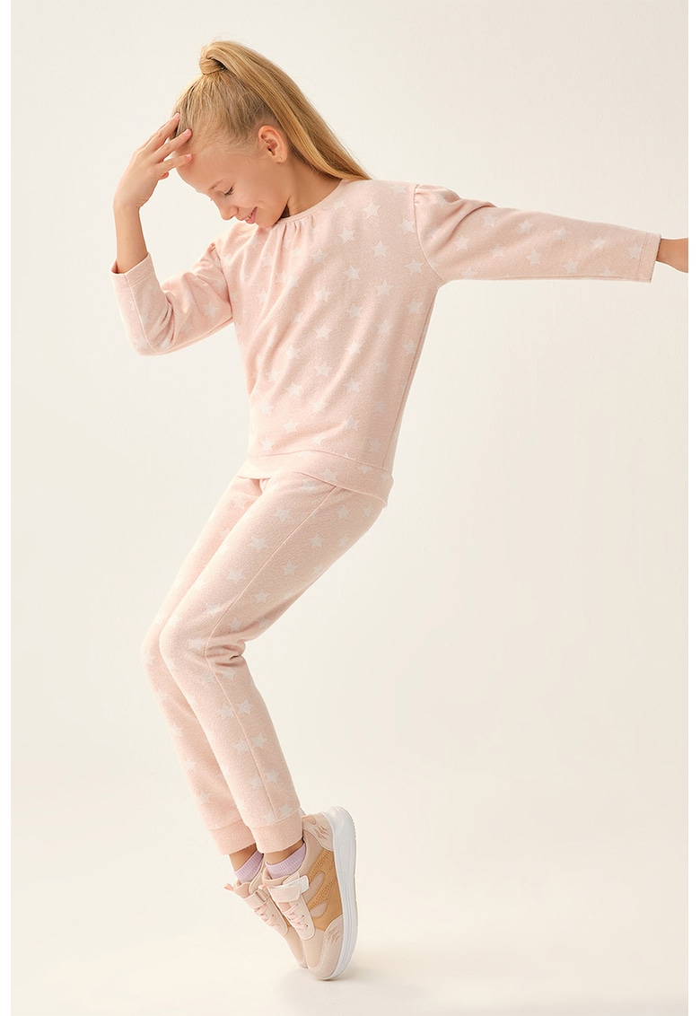 Bluza de trening cu decolteu la baza gatului si model cu stele