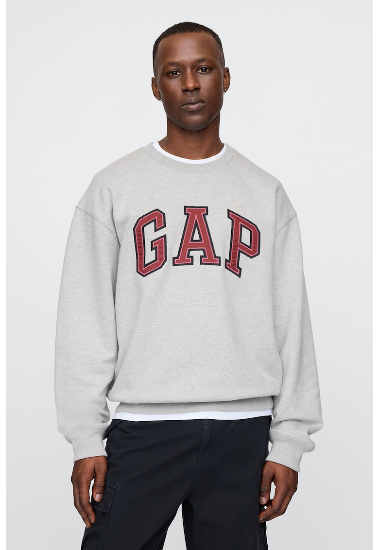 Bluza de trening cu logo si maneci cazute