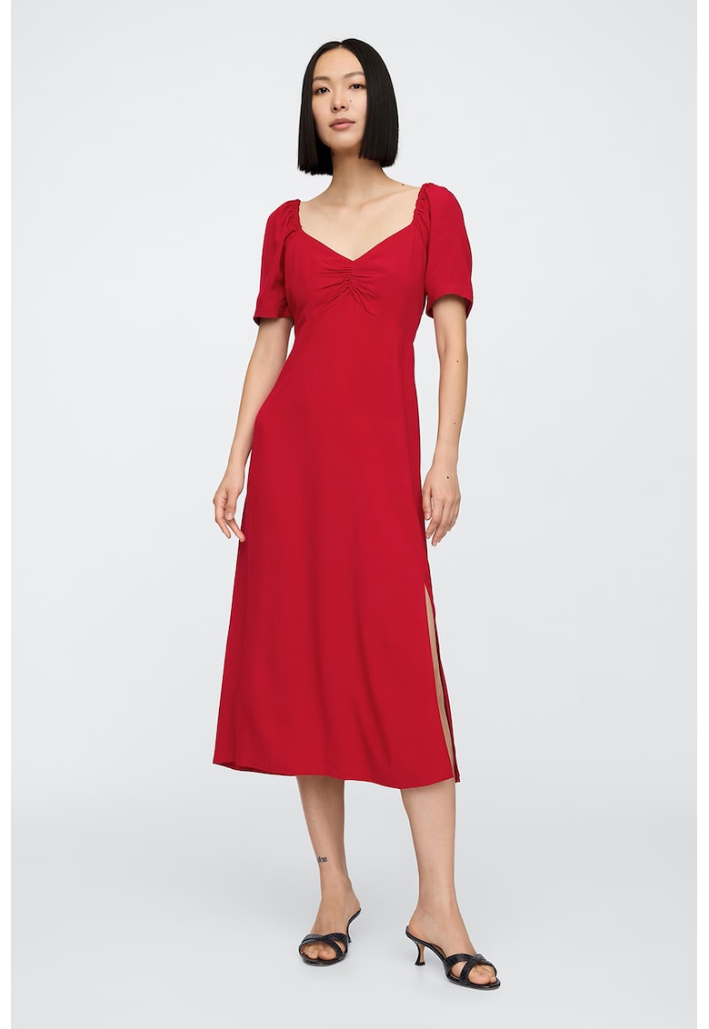 Rochie cu imprimeu floral si slit lateral