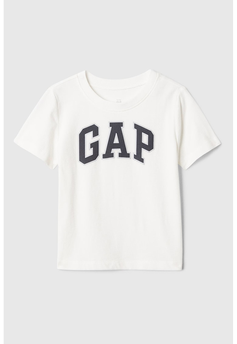 Tricou de bumbac cu logo - Alb/Negru stins