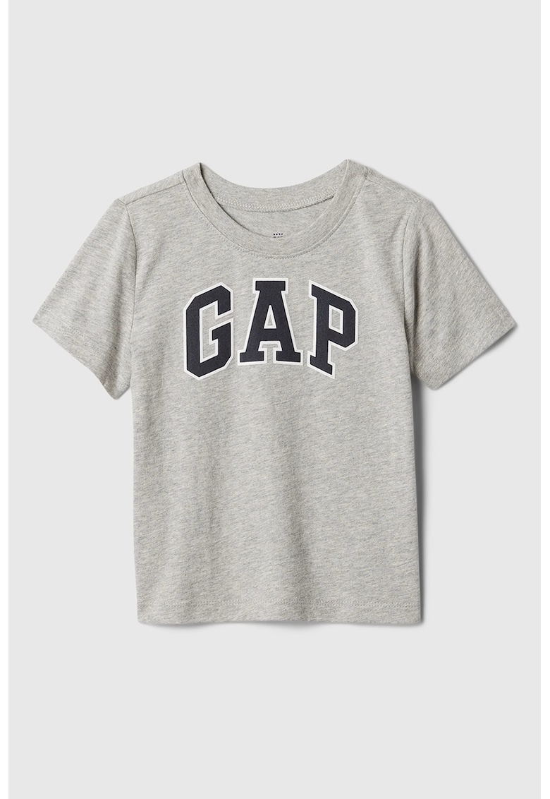 Tricou de bumbac cu logo - Gri melange