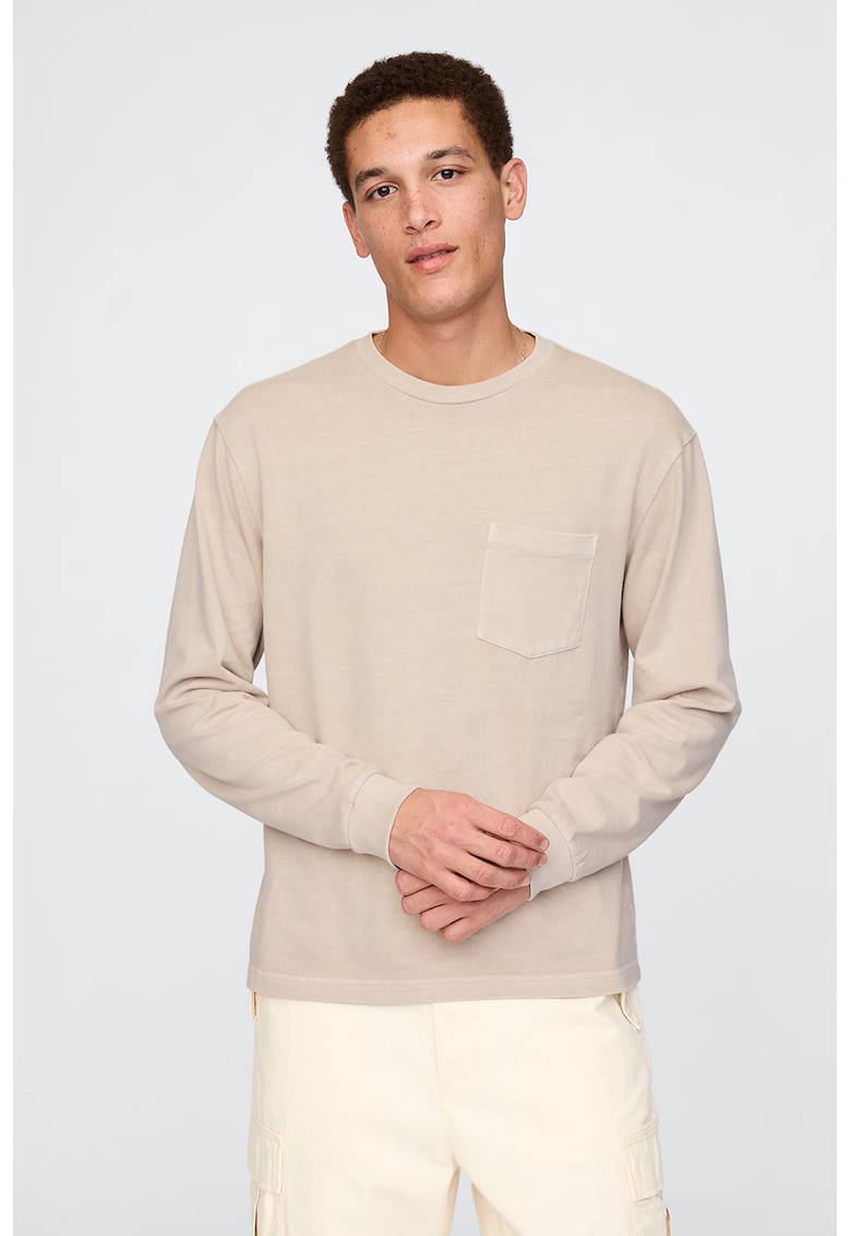 Bluza din bumbac cu buzunar pe piept