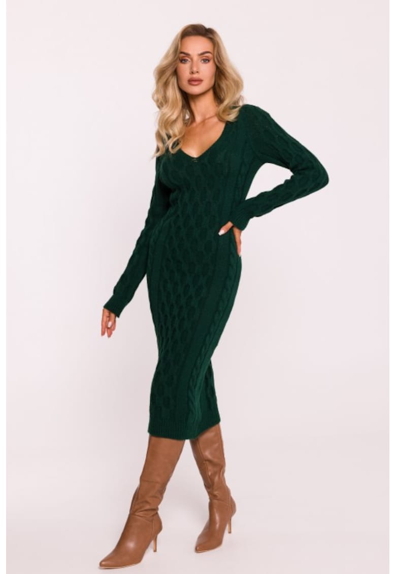 Rochie tricotata cu decolteu in V -  One Sizeqwdxz