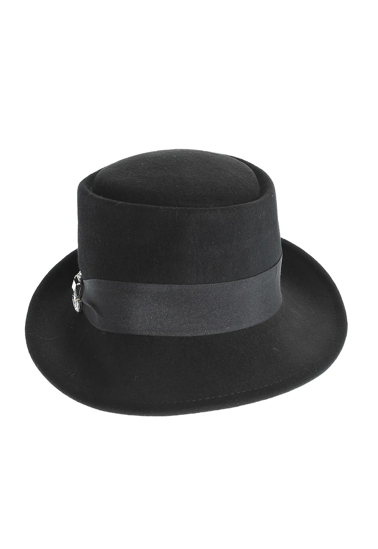 Palarie neagra cu accesoriu decorativ