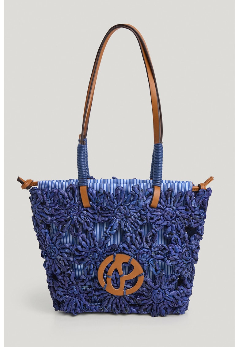Geanta cu bareta Gina Sunrise - Albastru indigo/Caramel