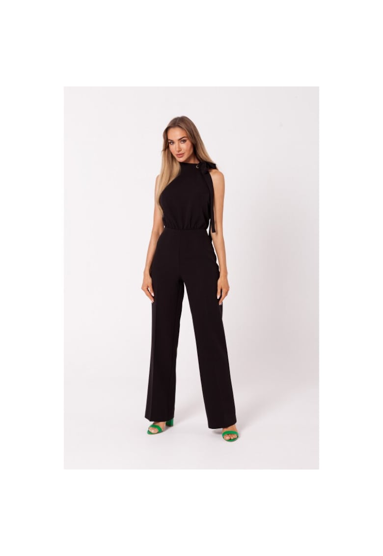 Salopeta cu pantaloni largi si decolteu halter -