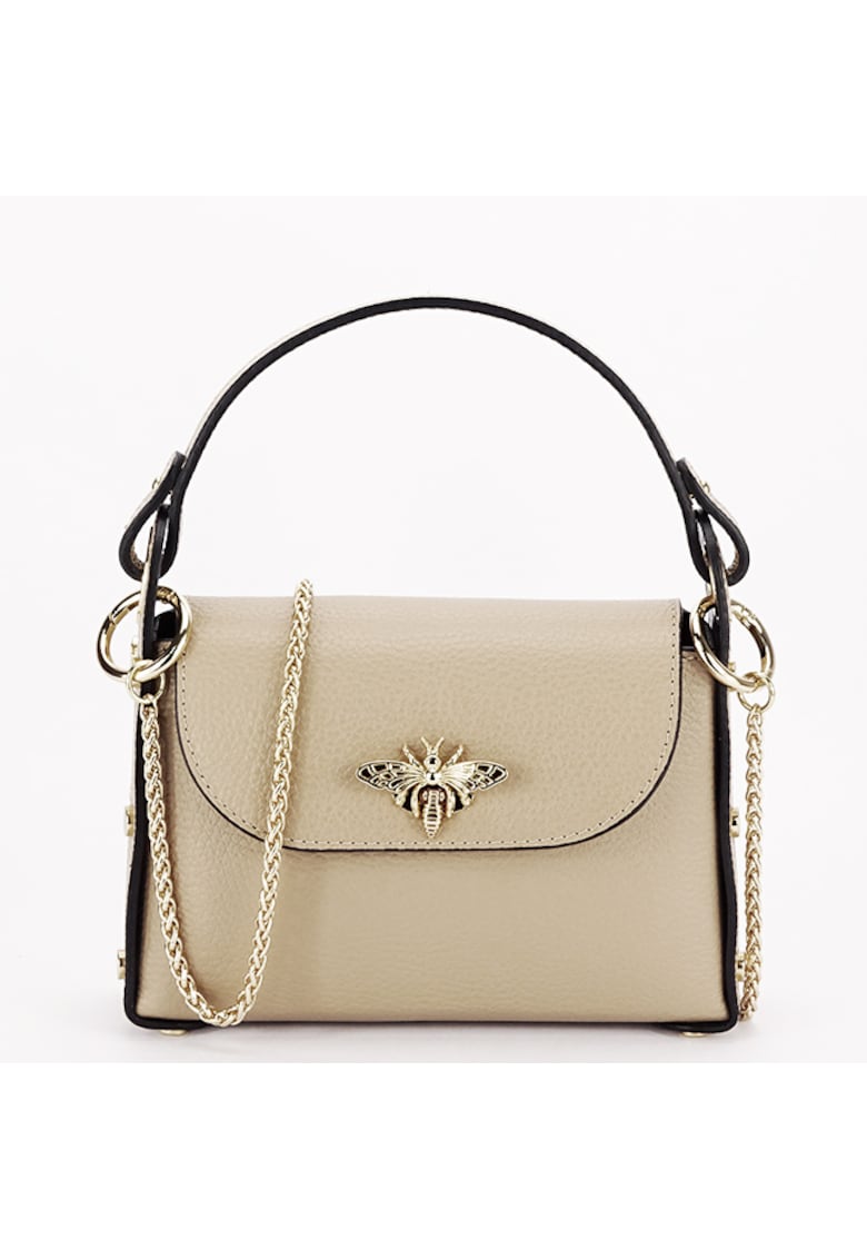 Geanta taupe mica din piele naturala 1602 122 16241