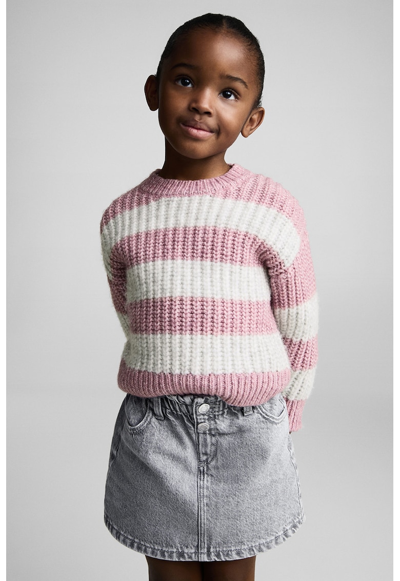 Pulover cu model in dungi si maneci cazute